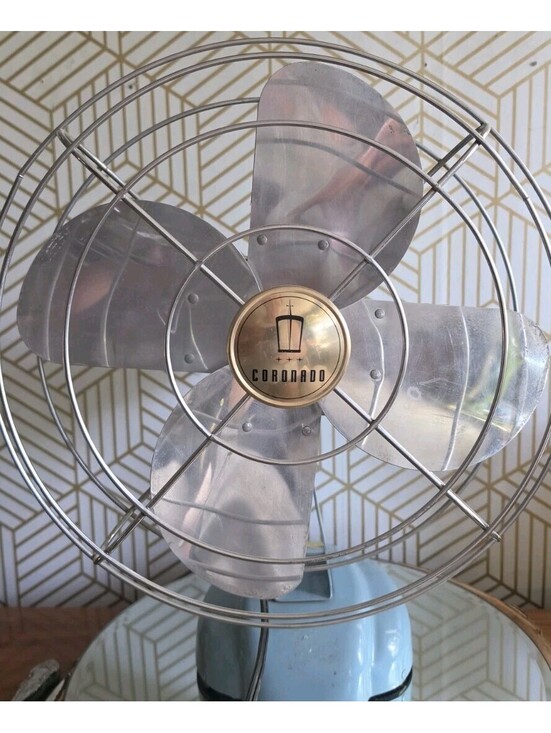 Other - Vintage Blue Coronado Electric Oscillating Fan 12" Aluminum Blades Model 44-1004